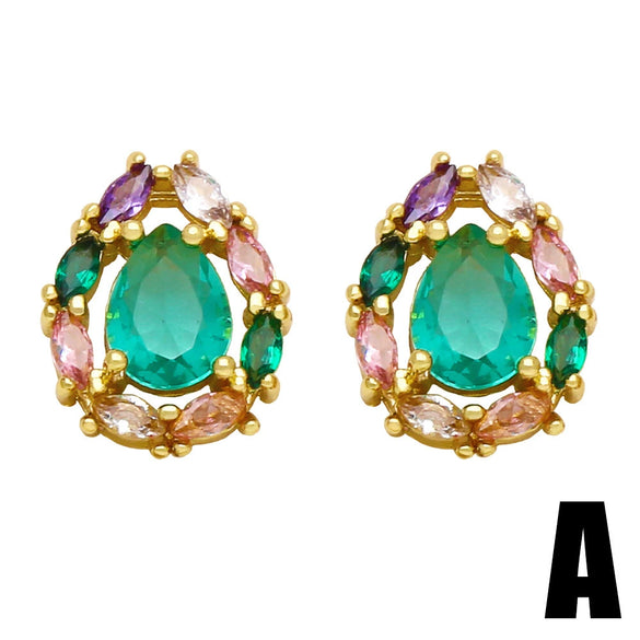 Wholesale Copper Geometric Natural Style Zircon Earrings