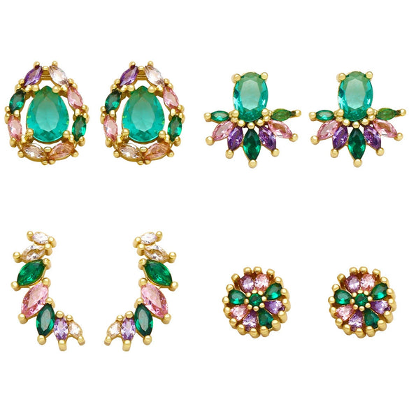 Wholesale Copper Geometric Natural Style Zircon Earrings