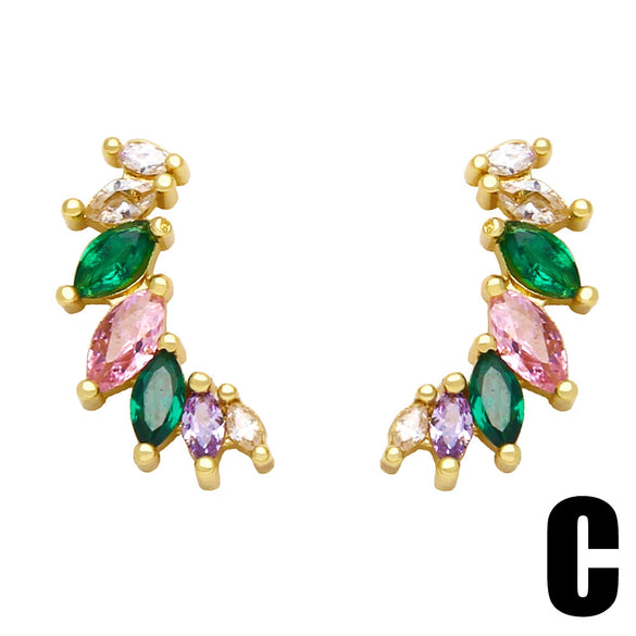 Wholesale Copper Geometric Natural Style Zircon Earrings