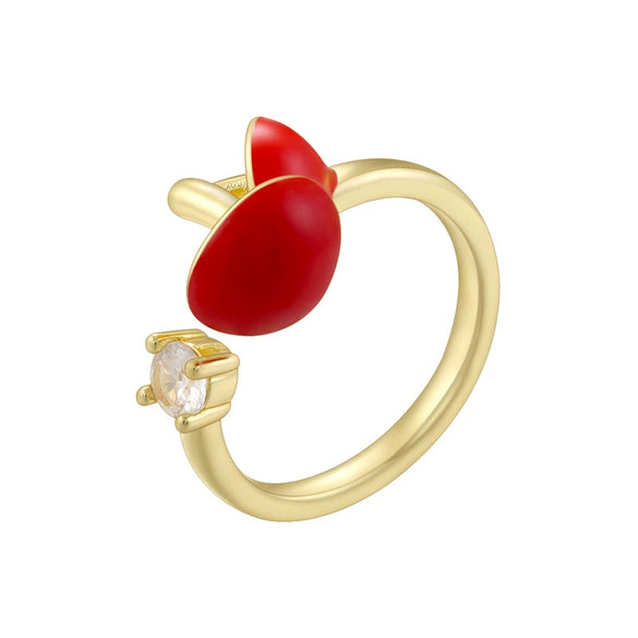Wholesale Copper Geometric Oildrip Mushroom Umbrellashaped Open Adjustable Women's Ring