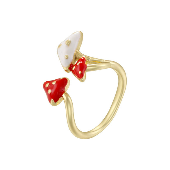 Wholesale Copper Geometric Oildrip Mushroom Umbrellashaped Open Adjustable Women's Ring