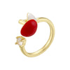 Wholesale Copper Geometric Oildrip Mushroom Umbrellashaped Open Adjustable Women's Ring