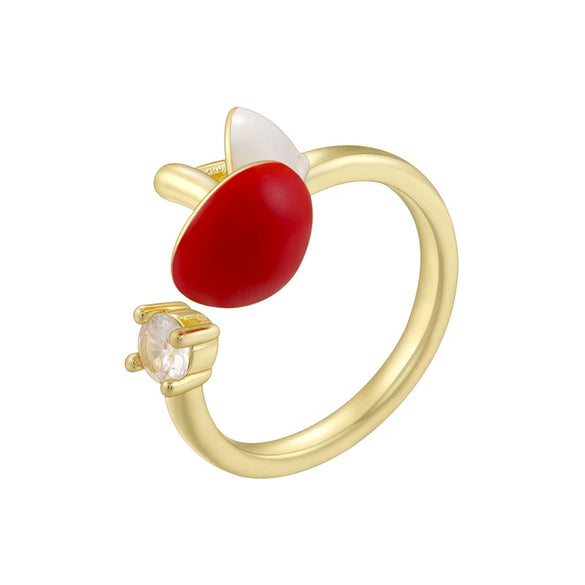 Wholesale Copper Geometric Oildrip Mushroom Umbrellashaped Open Adjustable Women's Ring