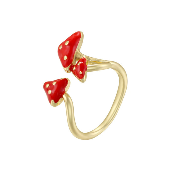 Wholesale Copper Geometric Oildrip Mushroom Umbrellashaped Open Adjustable Women's Ring