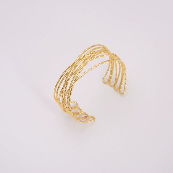 Wholesale Copper Geometric Opening Bracelet For Women 18K Gold Plated