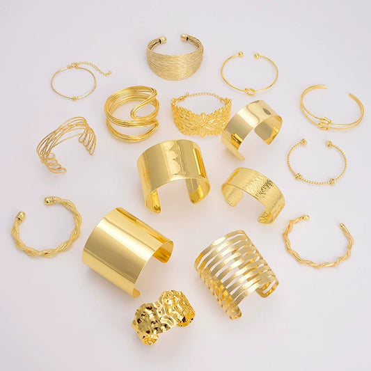 Wholesale Copper Geometric Opening Bracelet For Women 18K Gold Plated