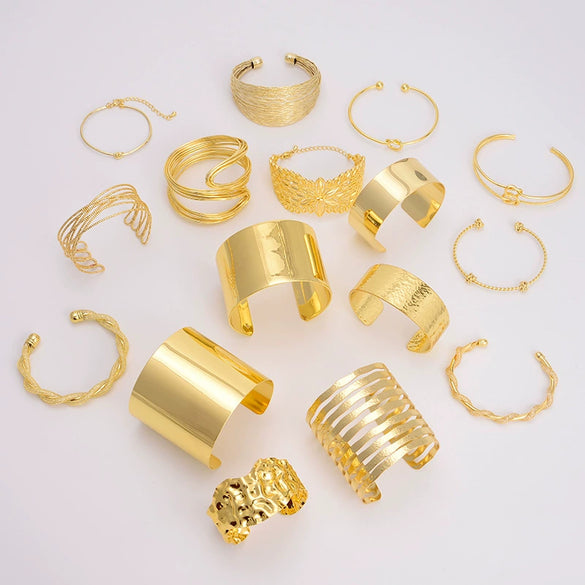Wholesale Copper Geometric Opening Bracelet For Women 18K Gold Plated