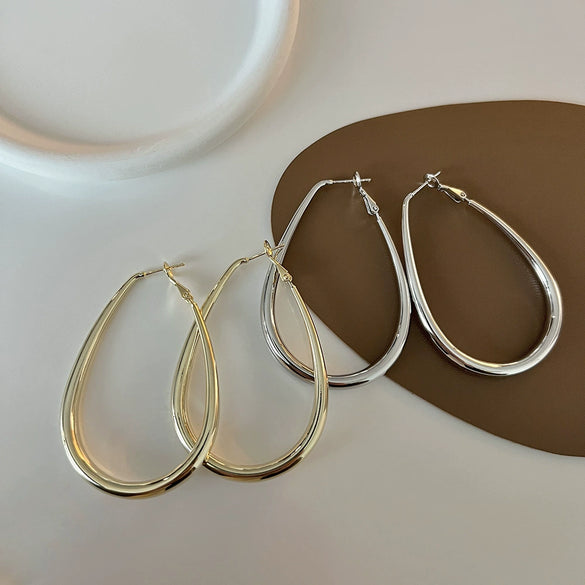Wholesale Copper Geometric Oval Gold Plated Earrings For Women