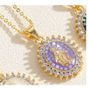 Wholesale Copper Geometric Oval Pendant Necklace With Mixed Gem Inlay And Ochain For Women