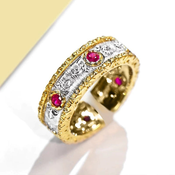 Wholesale Copper Geometric Palace Style Ring For Women With Zirconia Processing