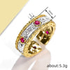 Wholesale Copper Geometric Palace Style Ring For Women With Zirconia Processing
