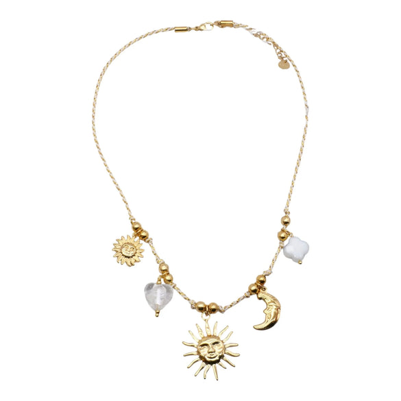 Wholesale Copper Geometric Pendant Necklace With Knotted Rope Chain And Electroplating