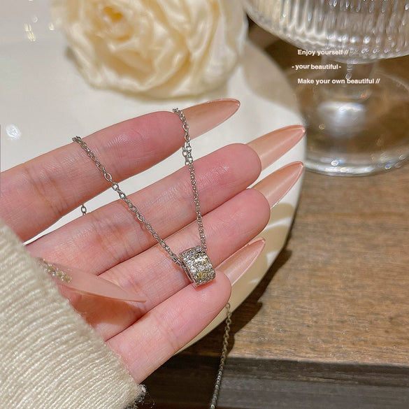 Wholesale Copper Geometric Pendant Titanium Steel Necklace With Zirconia For Women Fashion Style