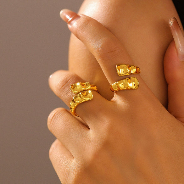 Wholesale Copper Geometric Personality Shaped Electroplated Ring