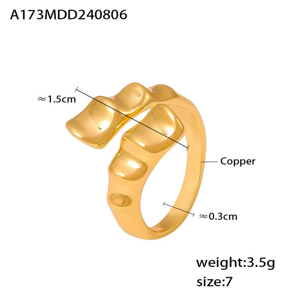 Wholesale Copper Geometric Personality Shaped Electroplated Ring