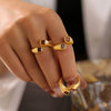 Wholesale Copper Geometric Red Zircon Ring Electroplated For Women Retro Light Luxury Style