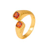 Wholesale Copper Geometric Red Zircon Ring Electroplated For Women Retro Light Luxury Style