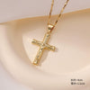 Wholesale Copper Geometric Retro Cross Pendant Necklace 18K Gold Plated Hip Hop Style