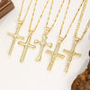 Wholesale Copper Geometric Retro Cross Pendant Necklace 18K Gold Plated Hip Hop Style