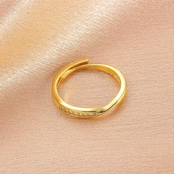 Wholesale Copper Geometric Retro Irregular Opening Adjustable Ring With Electroplating For Women