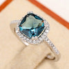 Wholesale Copper Geometric Retro Tanzan Blue Square Ring For Women With Zircon Treatment