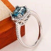 Wholesale Copper Geometric Retro Tanzan Blue Square Ring For Women With Zircon Treatment