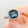 Wholesale Copper Geometric Retro Tanzan Blue Square Ring For Women With Zircon Treatment