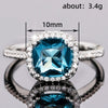 Wholesale Copper Geometric Retro Tanzan Blue Square Ring For Women With Zircon Treatment
