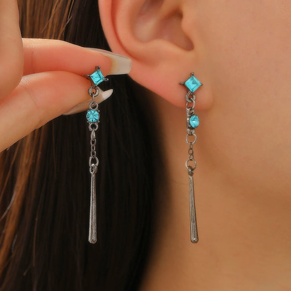 Wholesale Copper Geometric Rhinestone Earrings For Women Light Luxury Electroplated