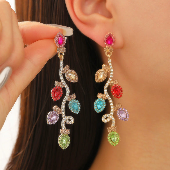 Wholesale Copper Geometric Rhinestone Earrings For Women Light Luxury Electroplated