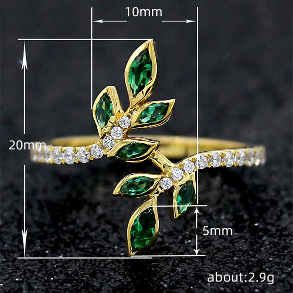 Wholesale Copper Geometric Ring With Olive Branch And Tender Leaf Pattern Dripping Oil Treatment For Women