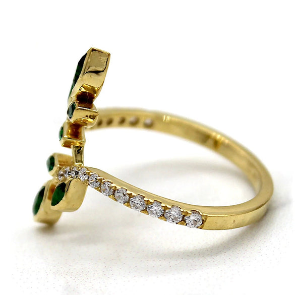 Wholesale Copper Geometric Ring With Olive Branch And Tender Leaf Pattern Dripping Oil Treatment For Women