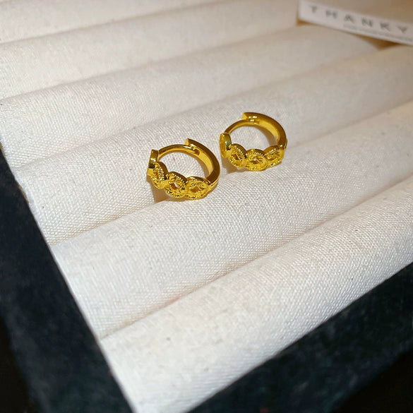 Wholesale Copper Geometric Round Earrings 18K Real Gold Electroplated Retro Exquisite Feminine Light Luxury
