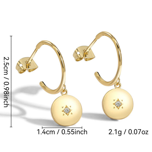 Wholesale Copper Geometric Round Star Earrings For Women
