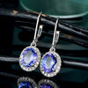 Wholesale Copper Geometric Shiny Blue Zircon Long Earrings For Ladies