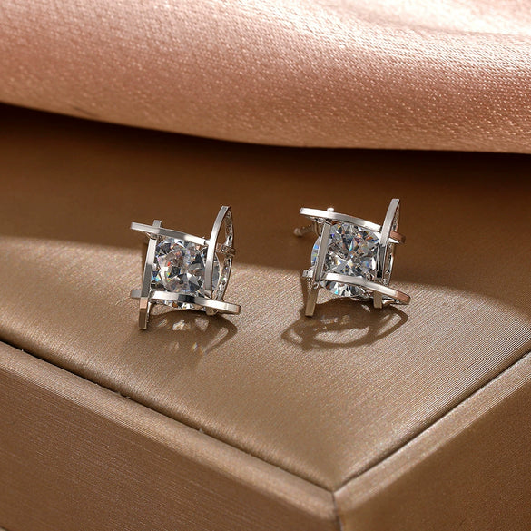 Wholesale Copper Geometric Square Earrings For Women With Electroplating Processing