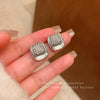 Wholesale Copper Geometric Square Microinlaid Zircon Electroplated Women's Earrings