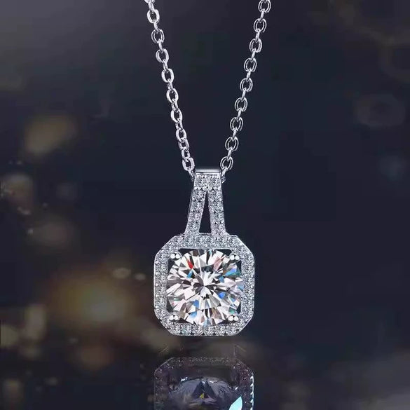 Wholesale Copper Geometric Square Pendant Necklace For Women With Diamond Design And Box Chain Light Luxury Style