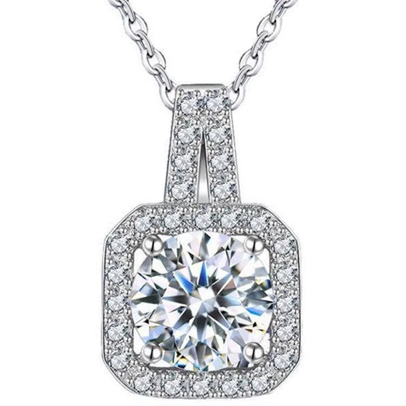 Wholesale Copper Geometric Square Pendant Necklace For Women With Diamond Design And Box Chain Light Luxury Style