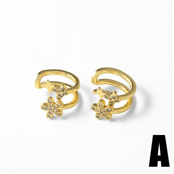 Wholesale Copper Geometric Star Ear Bone Clip Earrings Electroplated For Women