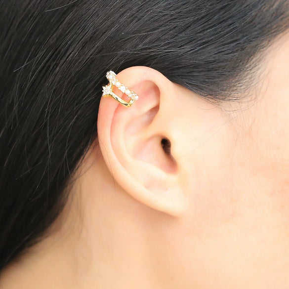 Wholesale Copper Geometric Star Ear Bone Clip Earrings Electroplated For Women