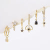 Wholesale Copper Geometric Star Inlaid Zircon Water Drop Women's Earrings Sixpiece Set