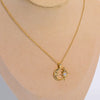Wholesale Copper Geometric Stereo Hollow Star Moon Pendant Necklace With Ochain