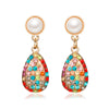 Wholesale Copper Geometric Style Electroplated Microinlaid Zircon Windmill Earrings For Women