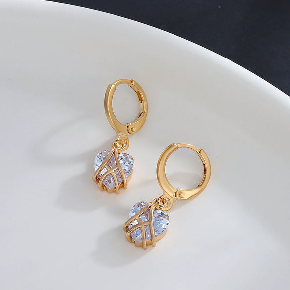 Wholesale Copper Geometric Style Electroplated Microinlaid Zircon Windmill Earrings For Women