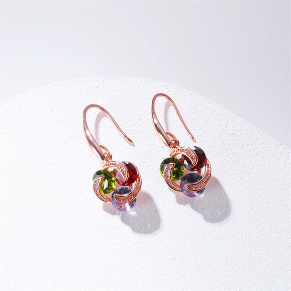 Wholesale Copper Geometric Style Electroplated Microinlaid Zircon Windmill Earrings For Women