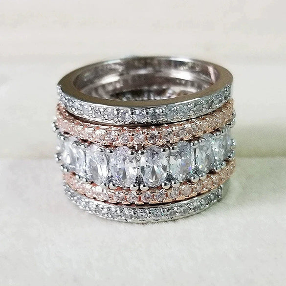 Wholesale Copper Geometric Style Microinlaid Zircon Women's Ring