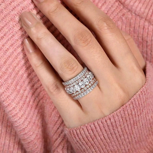 Wholesale Copper Geometric Style Microinlaid Zircon Women's Ring