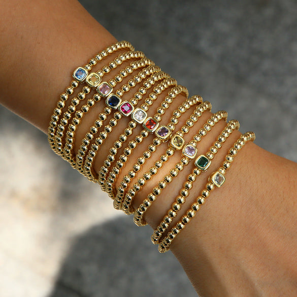 Wholesale Copper Geometric Style Perforated Beads Bracelet Jewelry With Electroplating