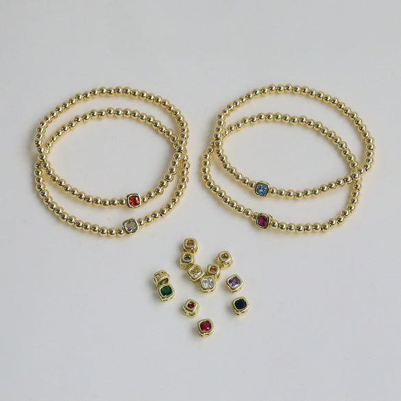 Wholesale Copper Geometric Style Perforated Beads Bracelet Jewelry With Electroplating